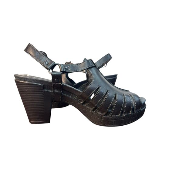 Dansko Randa Black Leather Slingback Heels Clogs Open Toe 39 - Picture 3 of 7